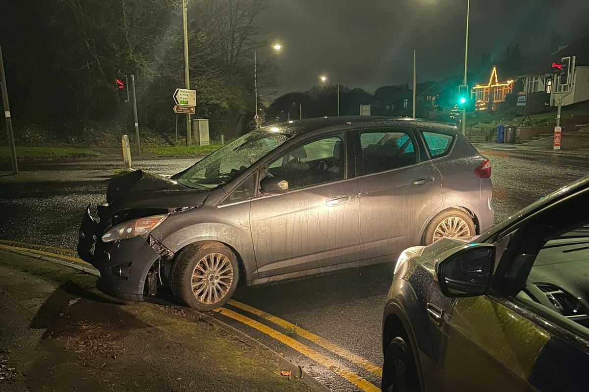 Police saw the badly damaged car in the middle of the road