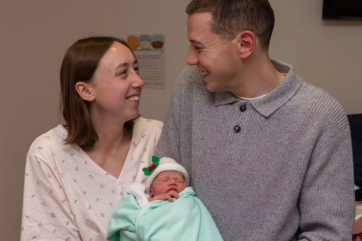 Parents Alanah Gardner and Oli with baby Charlie born on New Year's Day at the Royal Infirmary of Edinburgh