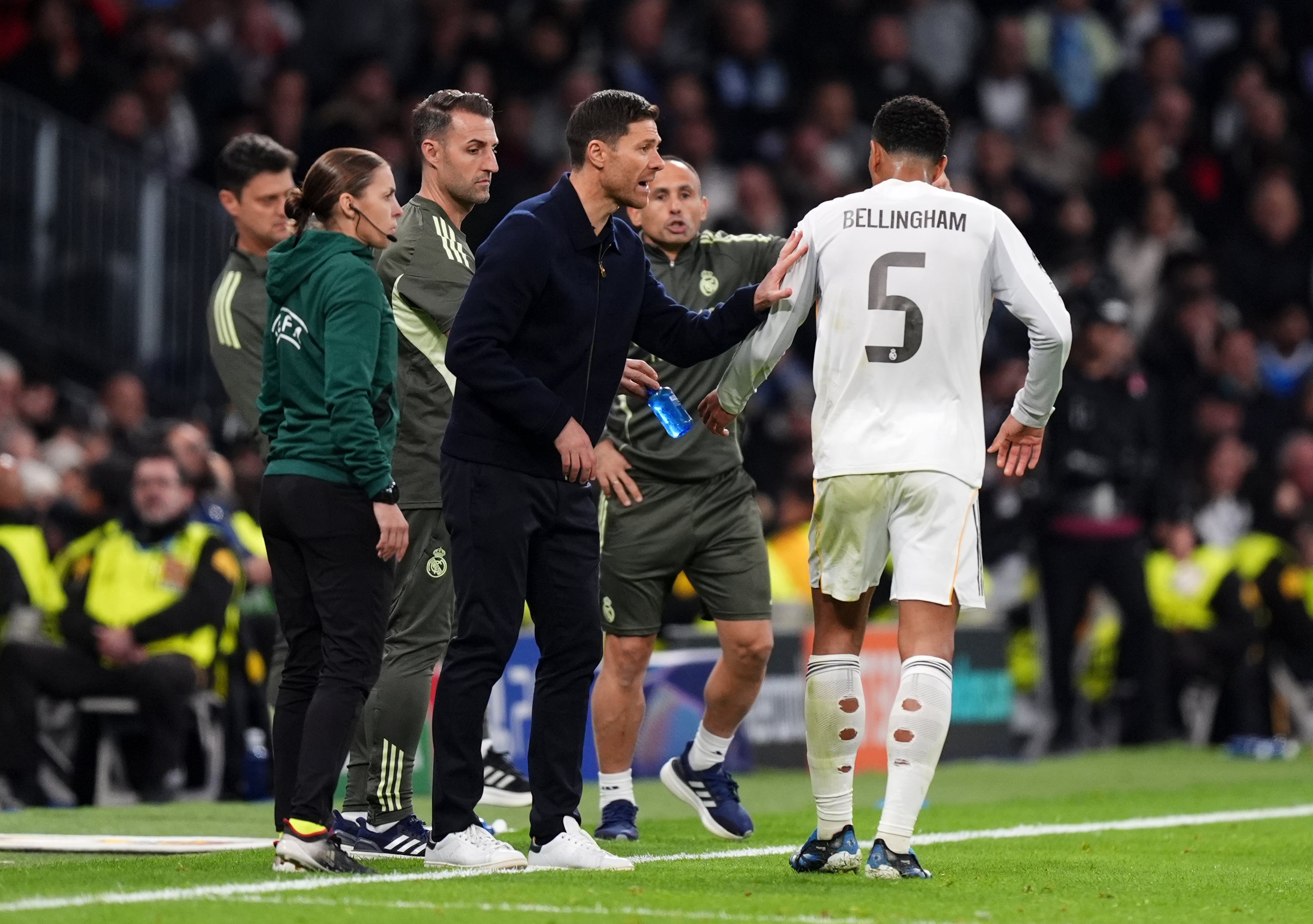 Jude Bellingham with Xabi Alonso (Mike Egerton/PA)