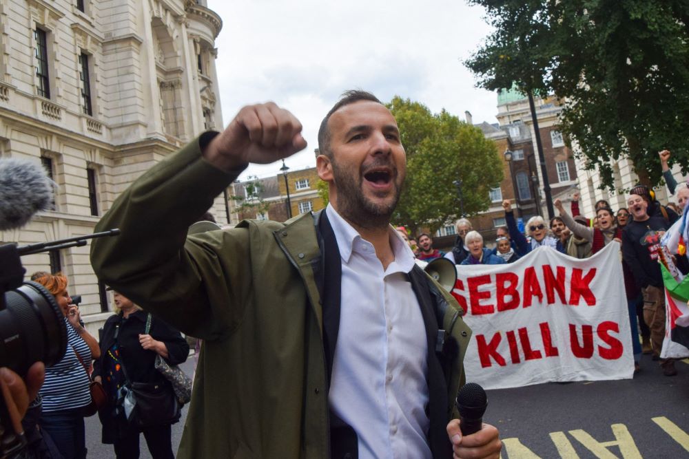 Zack Polanski outside government protest