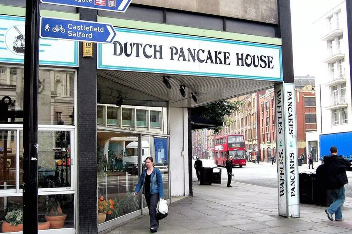 Dutch Pancake House stood on the corner of St Peter's Square and Oxford Street