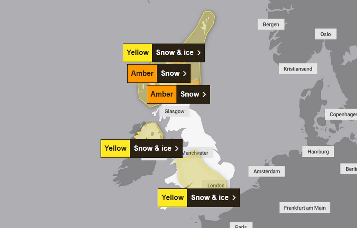 Met Office warning map