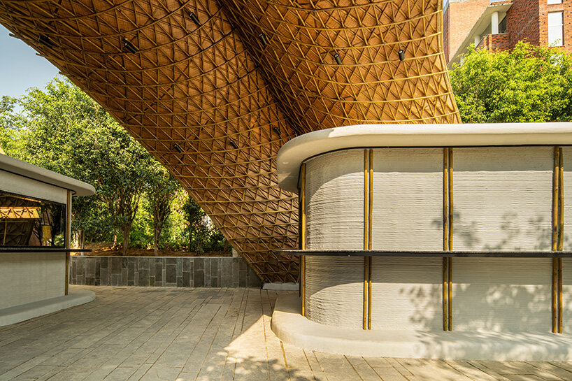 3D printed kitchens and bamboo gridshell form lyth design's food street in india