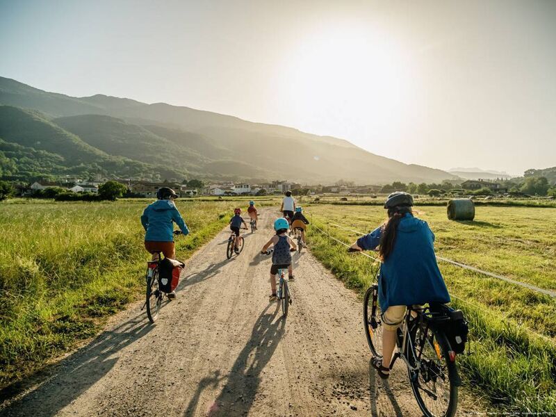 Cycling along the Carrilet II greenway that follows the old railway line from Girona to Sant Feliu de Guíxols