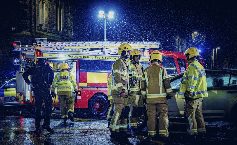 A police car collides with a taxi in Belfast City Centre on January 25th 2026 (Photo by Kevin Scott) 