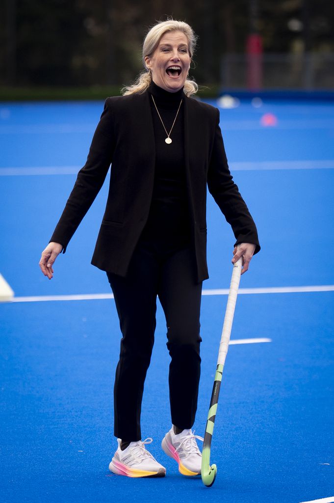 Duchess Sophie laughing playing hockey