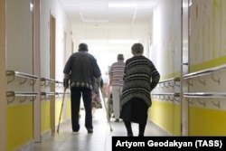Residents at a nursing home for the elderly and the disabled in Klin, Moscow region, in 2019