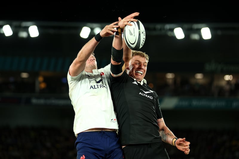 Joshua Brennan providing a sample of France's strength in depth while on tour in New Zealand last July. Photograph: Hagen Hopkins/Getty Images