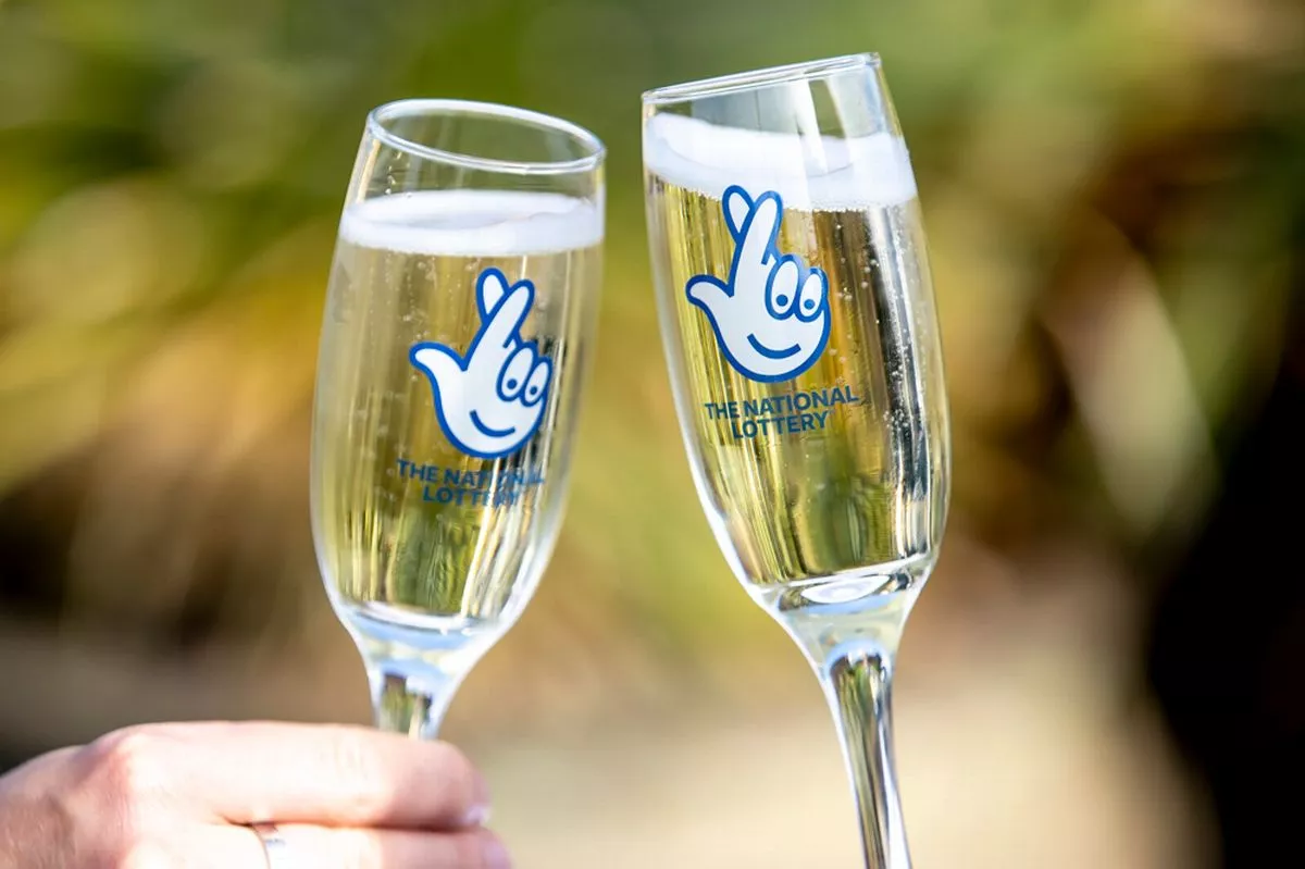 National Lottery branded champagne glasses