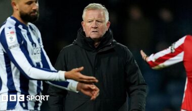 Sheffield United boss Chris Wilder looks frustrated after the 2-0 defeat at West Bromwich Albion on 12 December