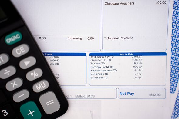 Payslip with monthly wage and tax calculations