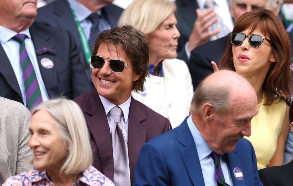 Tom Cruise looks on from the Royal Box ahead of the Gentlemen's Singles Final between Novak Djokovic of Serbia and Carlos Alcaraz of Spain during day fourteen of The Championships Wimbledon 2024