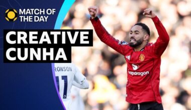 Matheus Cunha celebrates in red Man United kit