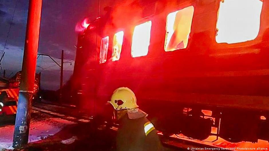 Zelenskyy condemns 'terrorism' after Russia hits train