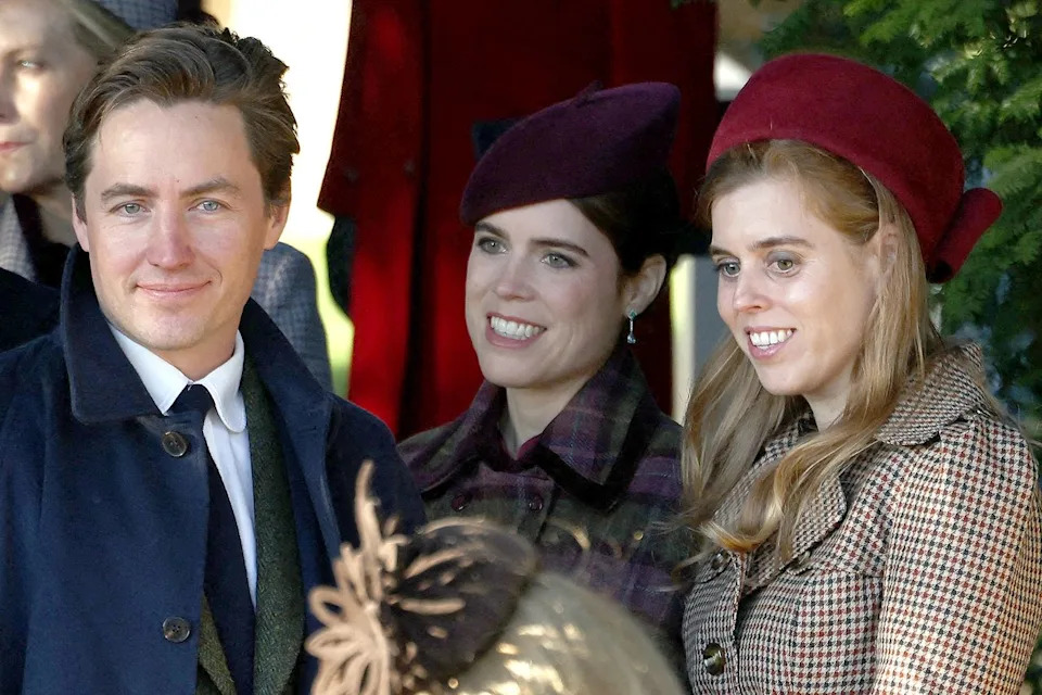 Henry NICHOLLS / AFP via Getty Edoardo Mapelli Mozzi, Princess Eugenie and Princess Beatrice at Sandringham on Dec. 25, 2025.
