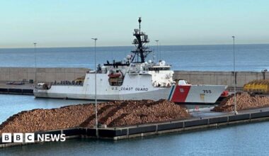 US Coast Guard shop berthed in Aberdeen.