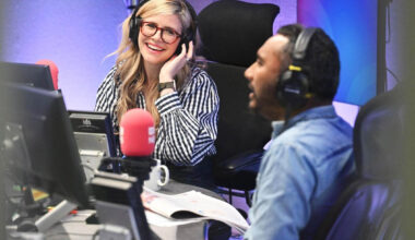 Emma Barnett and Amol Rajan on air in the Radio 4 Today programme studio