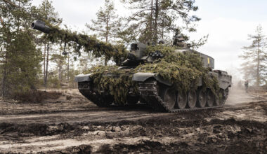A British Challenger 2 main battle tank on a training exercise in Finland in 2022.