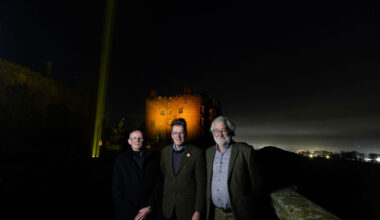 Powis Castle lit up on Thursday night