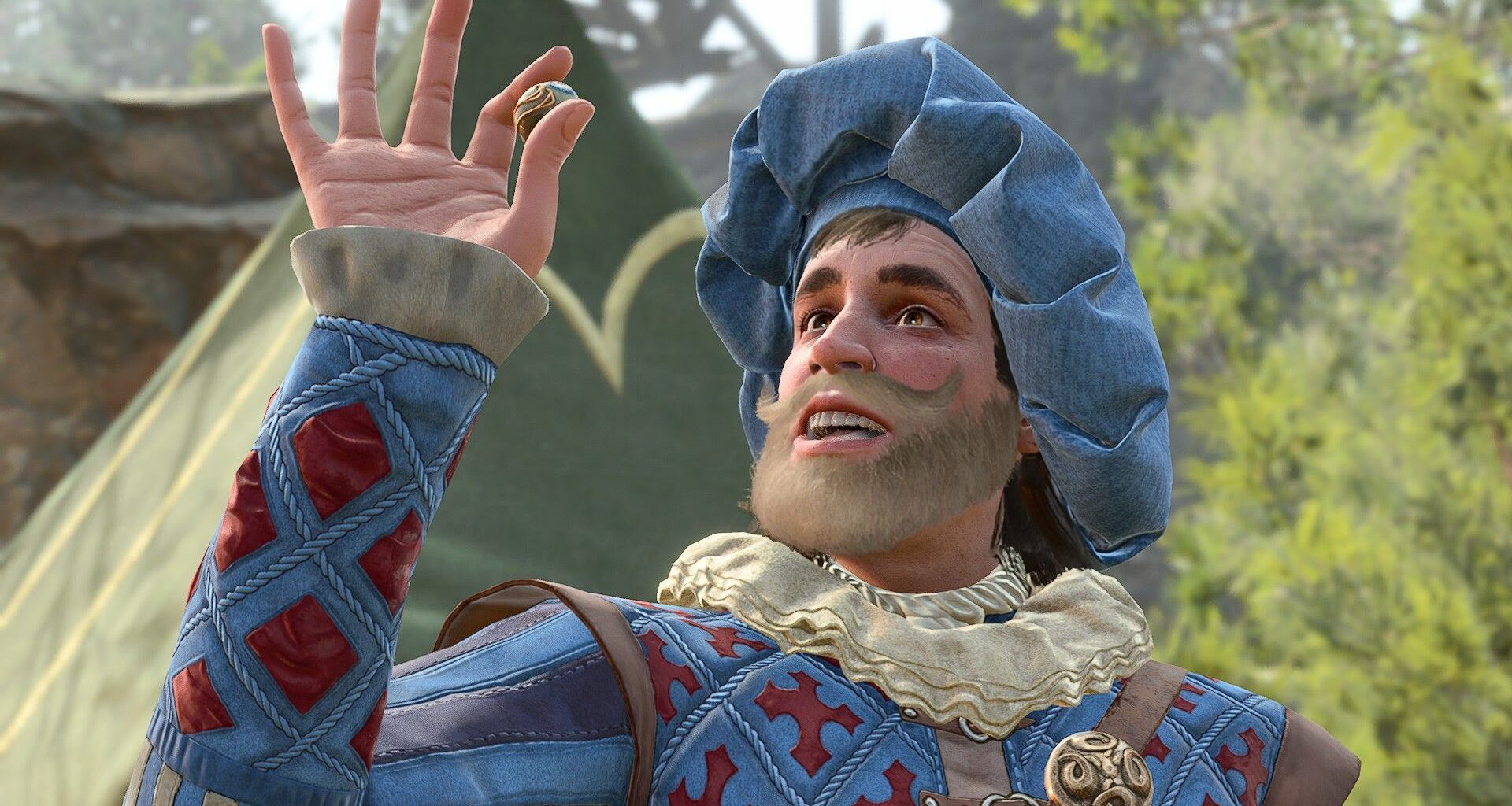 Volo grins at an eyeball