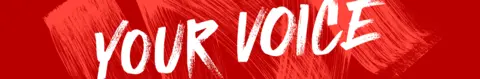 Red BBC Your Voice banner image with white text. 