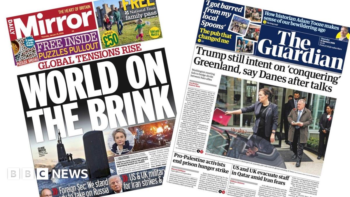 The headline on the front page of the Daily Mirror reads: "World on the brink."