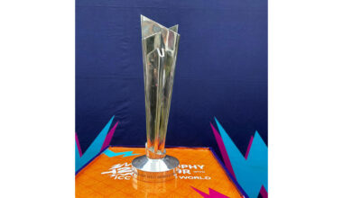 Visuals of ICC T20 World Cup 2026 trophy. (Photo: ANI)