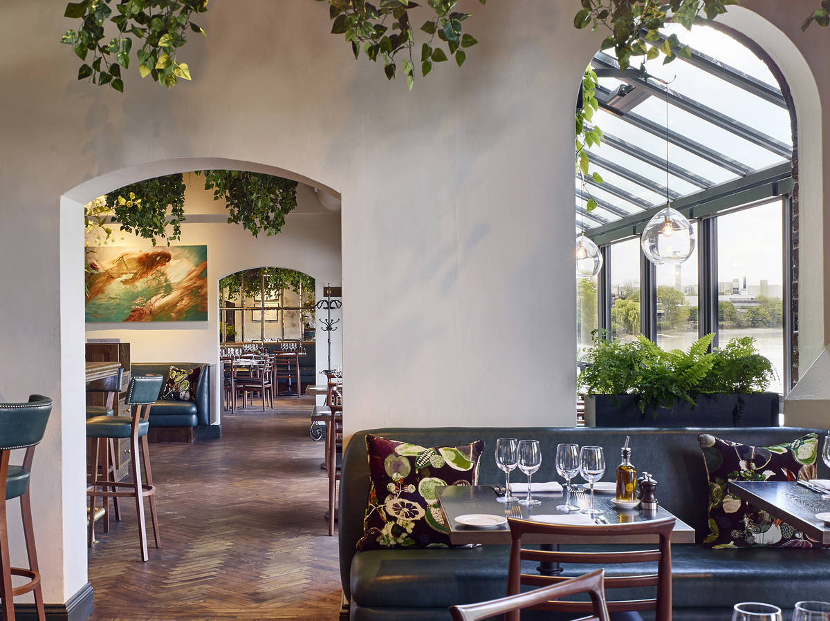 the bright interiors of the rick stein barnes restaurant