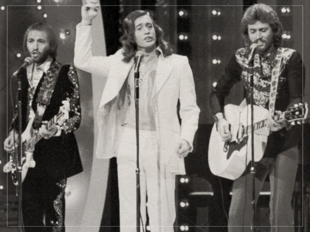 The Bee Gees performing on the television program The Midnight Special - 1973