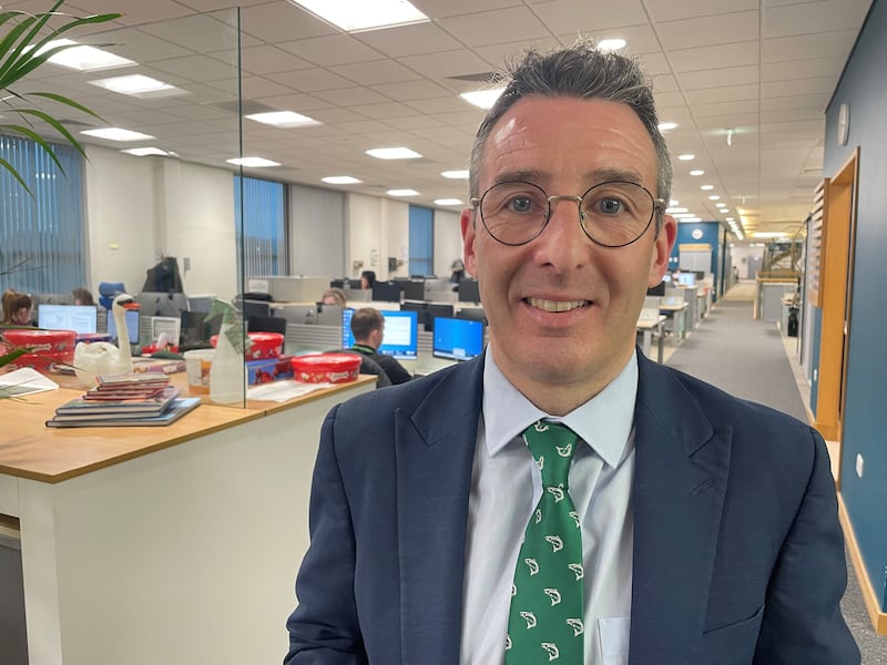 Minister Andrew Muir at Daera headquarters in Belfast