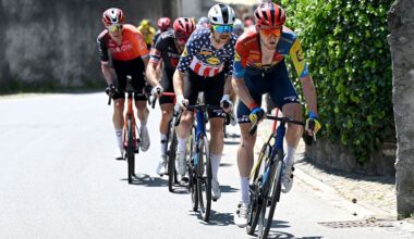 NEUHAUSEN AM RHEINFALL, SWITZERLAND - JUNE 20: (L-R) Quinn Simmons of United States and Tao Geoghegan Hart of Great Britain and Team Lidl - Trek compete in the chase group during the 88th Tour de Suisse 2025, Stage 6 a 186.7km stage from Chur to Neuhausen am Rheinfall / #UCIWT / on June 20, 2025 in Neuhausen am Rheinfall, Switzerland. (Photo by Tim de Waele/Getty Images)