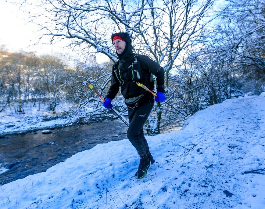 Damian Hall 2023 winner snow photo credit Montane Spine Race