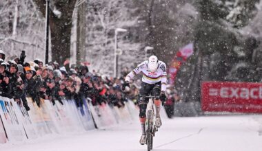 Dutch Mathieu Van Der Poel competes in the men's elite race of the Zilvermeercross cyclocross cycling event, stage 5 out of 7 in the Exact Cross competition, in Mol on January 2, 2026. (Photo by LUC CLAESSEN / Belga / AFP) / Belgium OUT