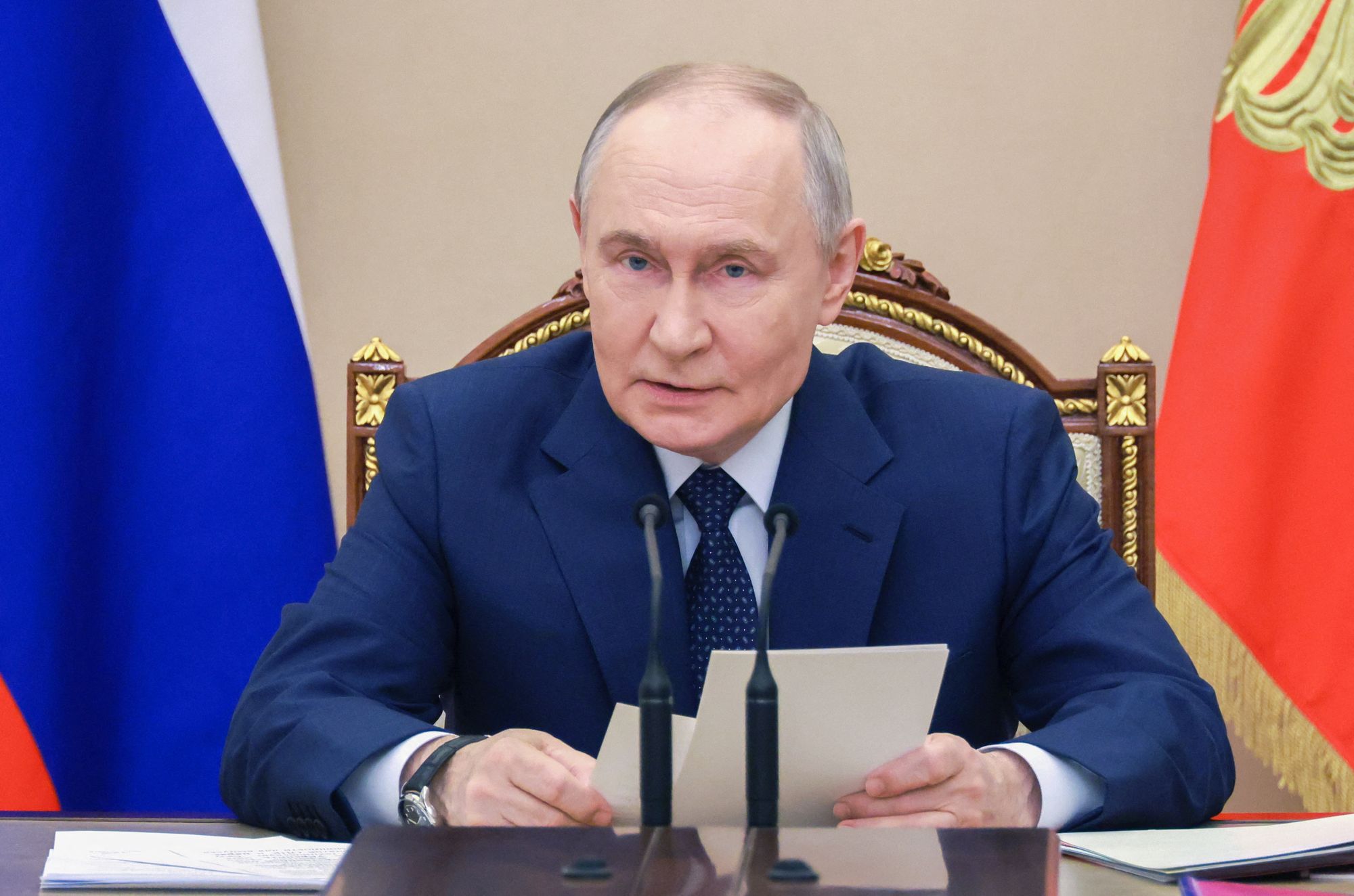 Vladimir Putin chairs a meeting on the state armament programme last week
