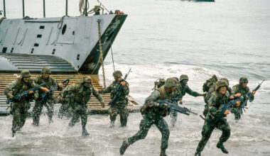 U.S. troops land in Panama to depose Manuel Noriega in 1989.