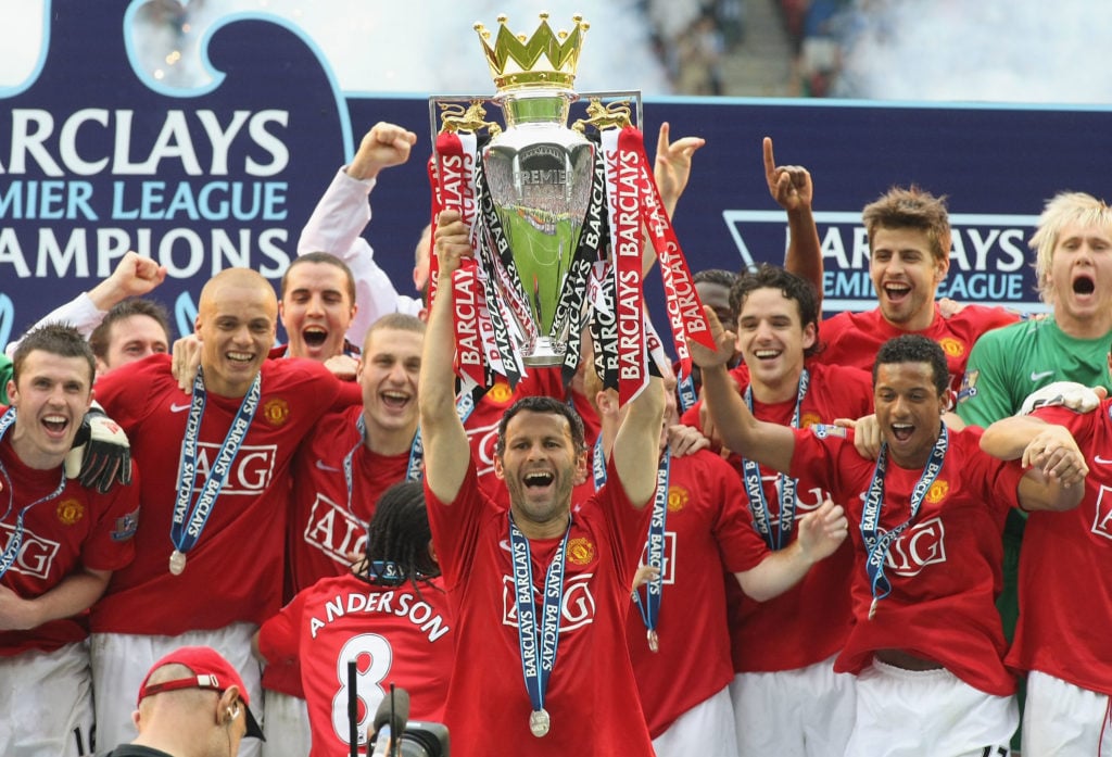 Ryan Giggs lifting the Premier League trophy