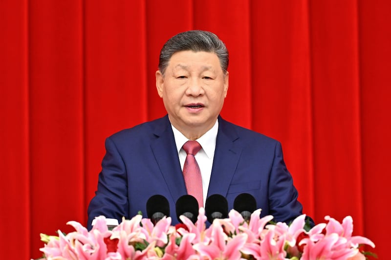 Chinese president Xi Jinping seen here delivering his New Year’s Eve address. Photograph: Yan Yan/Xinhua via AP