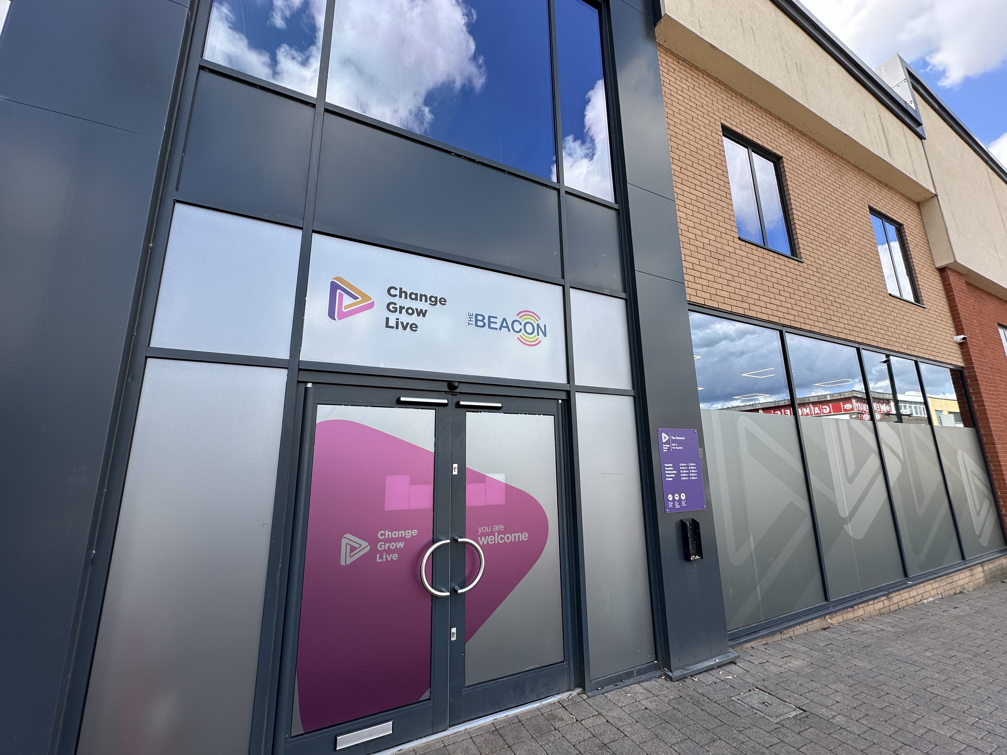 Image depicts the exterior of The Beacon service in Walsall town centre.