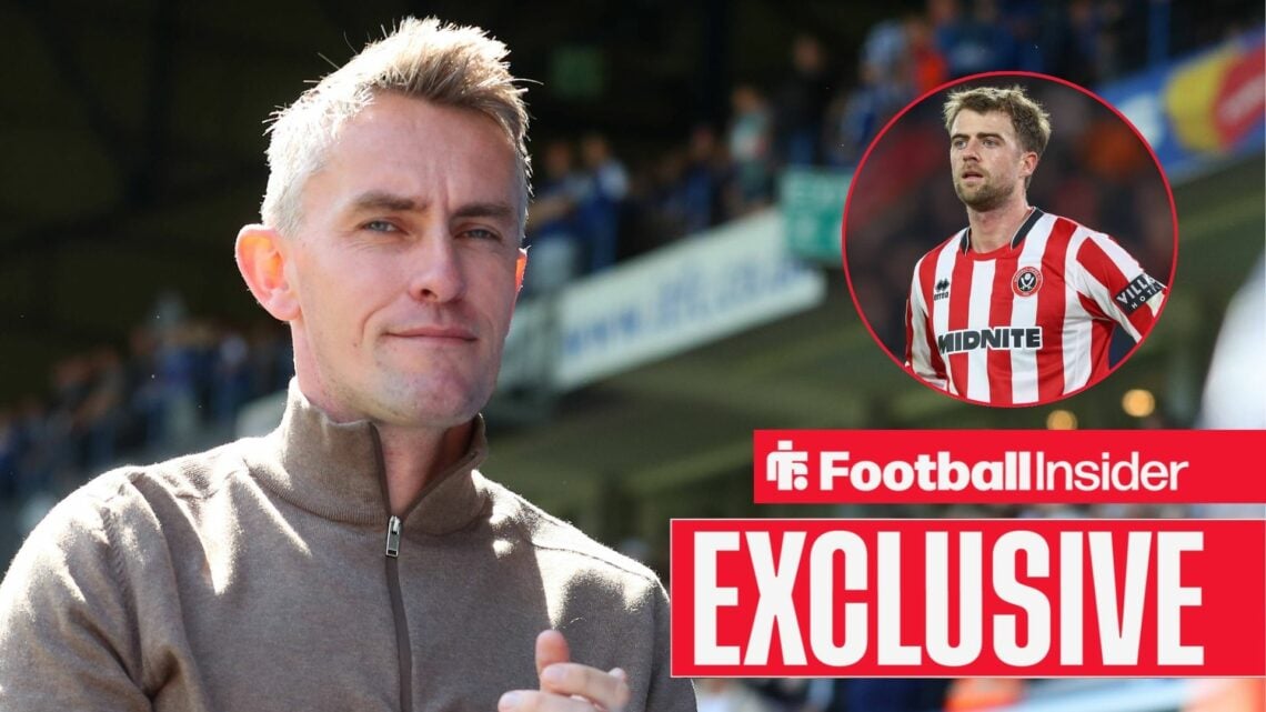 Kieran McKenna at Portman Road, Patrick Bamford in a circular inset