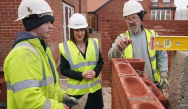 Rachel Reeves at construction site, inspecting housebuilding progress, highlighting Labours commitment to housing developm...