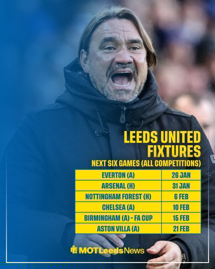 Leeds' next six in all competitions.