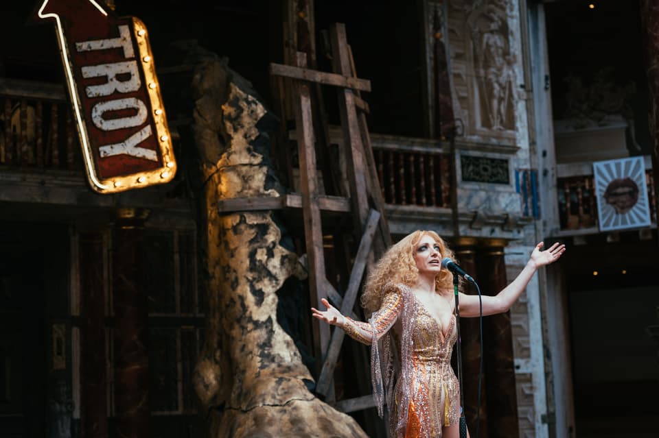 Lucy McCormick as Helen in 'Troilus and Cressida' at Shakespeare's Globe 