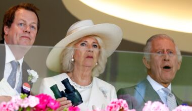 Tom Parker Bowles, his mom Queen Camilla, and King Charles look shocked while attending Ascot
