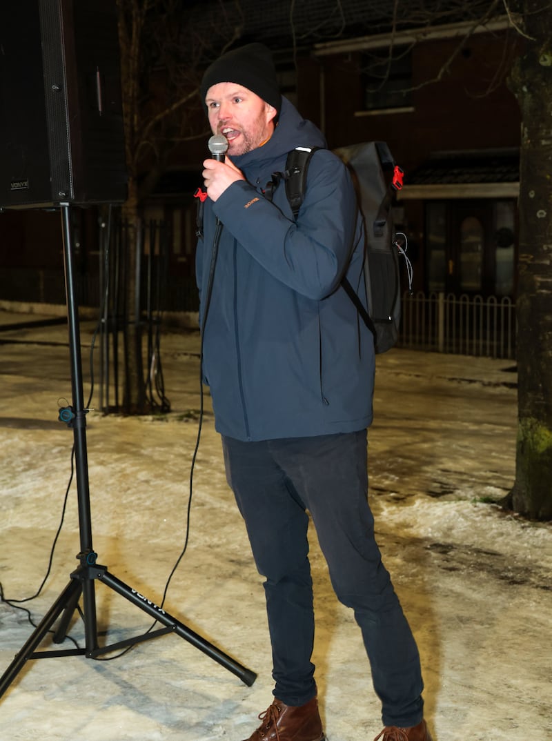 Protesters gather at the International Wall in Belfast amid recent US actions in Venezuela. PICTURE:BRIAN LINCOLN