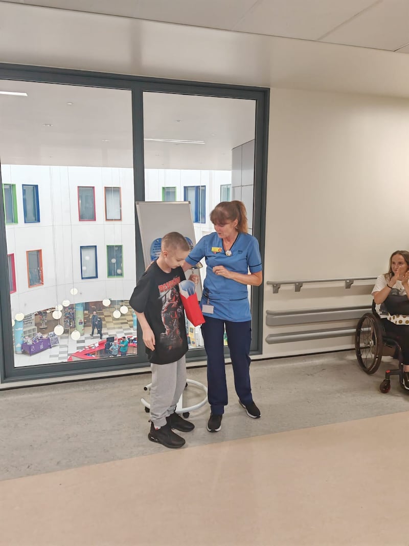 Angela Howat was with Andrew as he rang the cancer bell at the end of his treatment