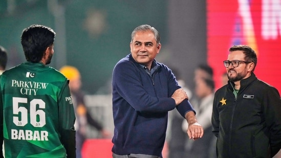 Pakistan in T20 World Cup 2026, LIVE Updates: PCB chairman and Pakistna interior minister Mohsin Naqvi in conversation with Babar Azam and coach Mike Hesson. Pakistan in T20 World Cup 2026, LIVE Updates: PCB chairman and Pakistna interior minister Mohsin Naqvi in conversation with Babar Azam and coach Mike Hesson.