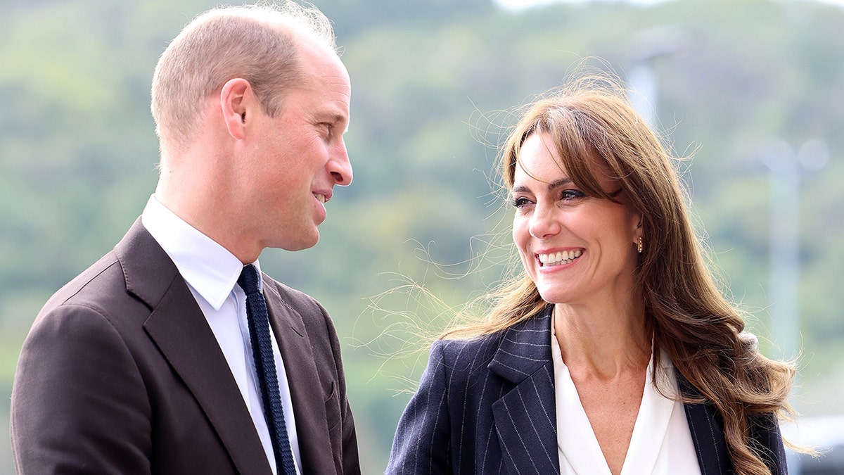 Prince William and Kate Middleton looking at each other