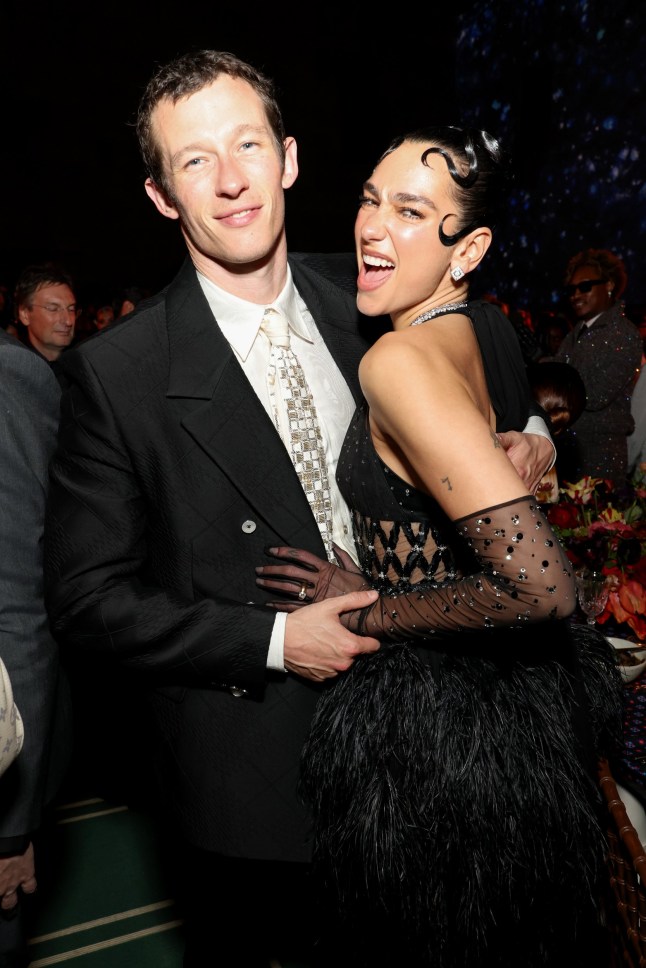 NEW YORK, NEW YORK - MAY 05: (Exclusive Coverage) (L-R) Callum Turner and Dua Lipa attend the 2025 Met Gala Celebrating 