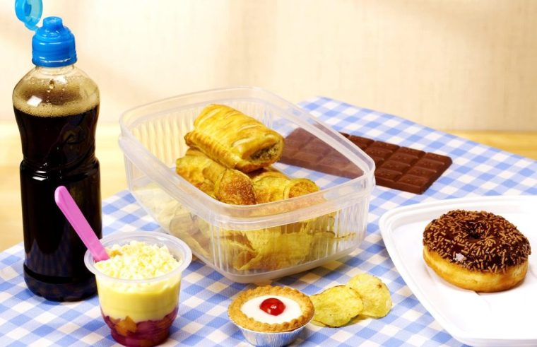 Sausage rolls, cola and supermarket cakes