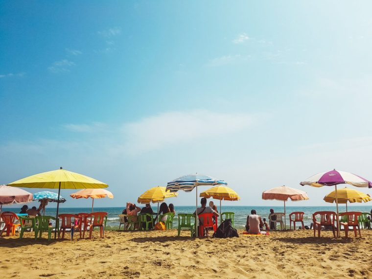 Tetouan , Morocco, 3 September 2018, People in Martil beach near tetouan city - enjoying summer